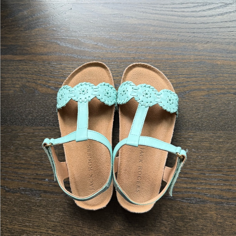 Jack Rogers Brown and Teal Leather Sandals
